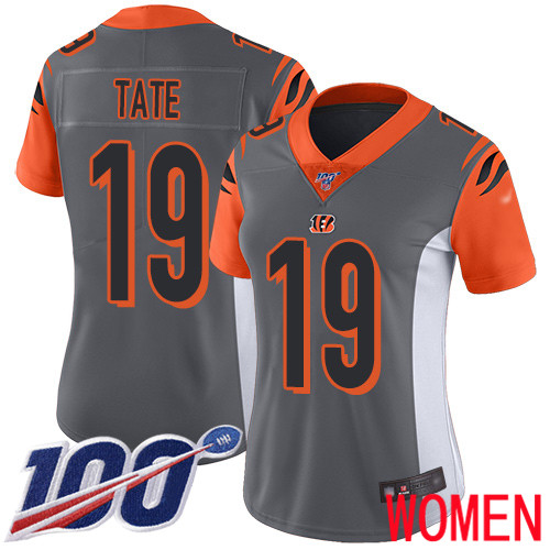Cincinnati Bengals Limited Silver Women Auden Tate Jersey NFL Footballl #19 100th Season Inverted Legend->women nfl jersey->Women Jersey